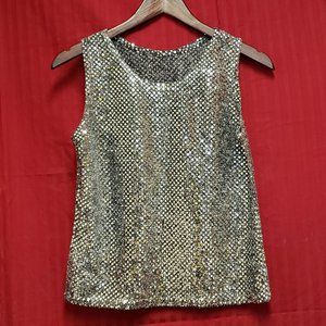 🍁Size S. Silver Colored Confetti Dot Sequin Tank Top